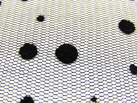 Taśma 16cm tiulowa kropki czarna