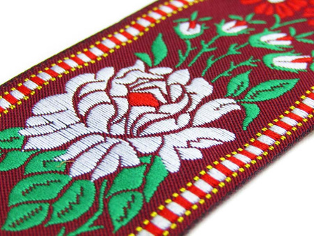Taśma 45mm żakard RÓŻA bordo