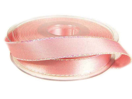 Wstążka 15mm atłas REXOR OPAL róż