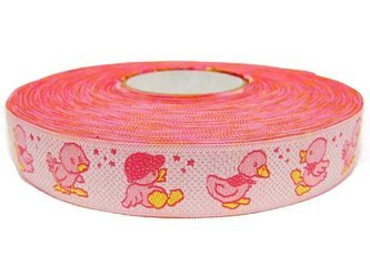Taśma 16mm żakard KACZUSZKA róż