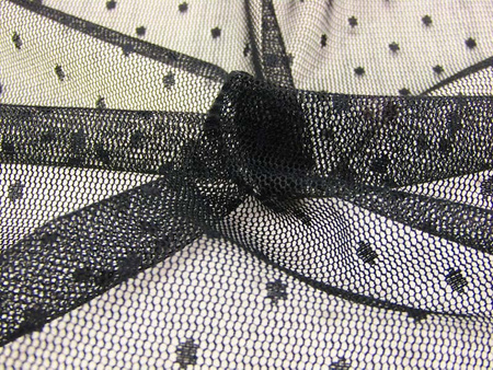 Tiul 150cm miękki KROPKA czarny