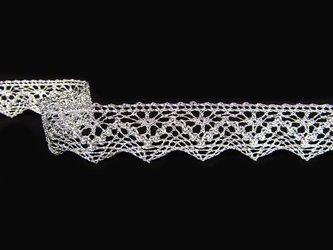 Koronka 2,5cm metaliczna srebrna