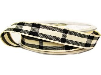 Wstążka 15mm kratka RUSTIC TARTAN czarna