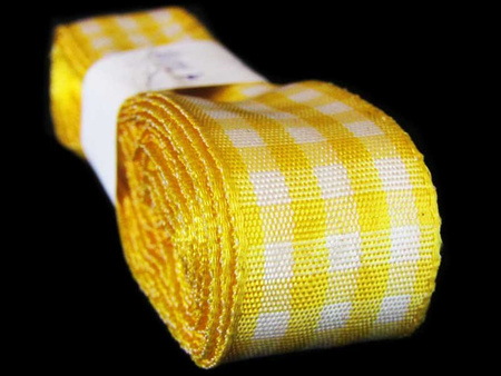 Wstążka 25mm kratka słonecznożółta