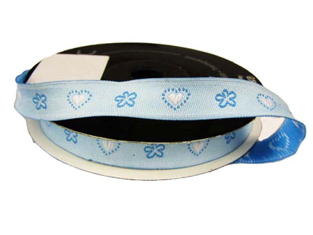 Taśma 11mm żakard SERDUSZKA błękitna