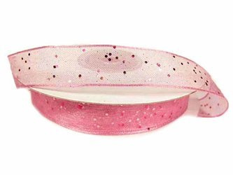 Wstążka 15mm organtyna BROKAT róż