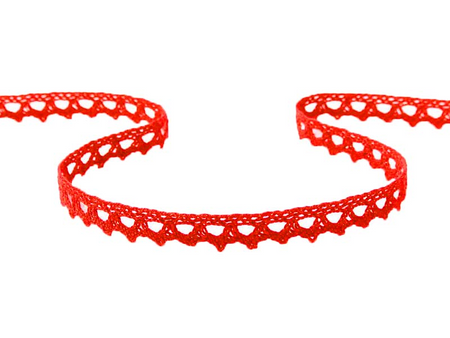 Koronka 0,8cm bawełniana żywo-czerwona