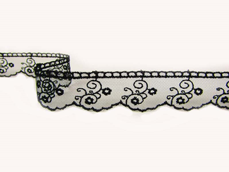 Koronka 2,5cm tiulowa czarna