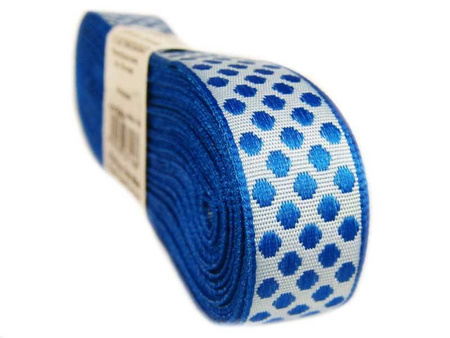 Taśma 15mm żakard KROPKA niebieska