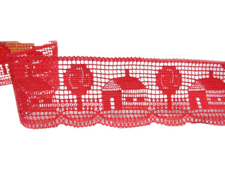 Koronka 7,3cm bawełniana czerwona malina