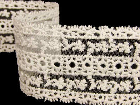 Wstawka 4,5cm tiulowa bawełna ivory