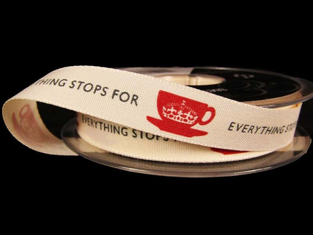 Wstążka 15mm tafta EVERYTHING STOPS FOR natural
