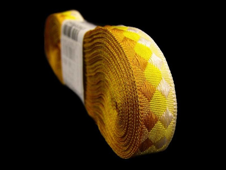 Taśma 10mm żakard ROMB żółta