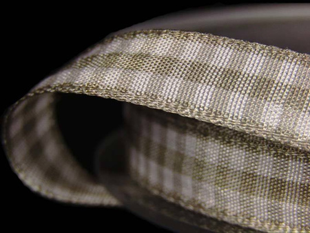 Wstążka 10mm kratka VICHY popiel