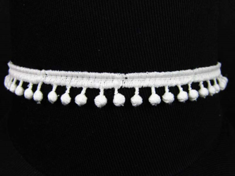 Taśma 1cm POMPONIK bawełna biała