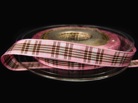 Wstążka 10mm kratka BLACKBERRY róż