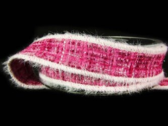 Taśma 2,5cm ozdobna "CHANEL" fuksja