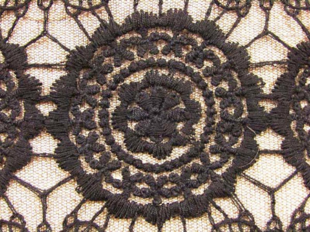 Koronka 130cm bawełniana na tiulu czarna