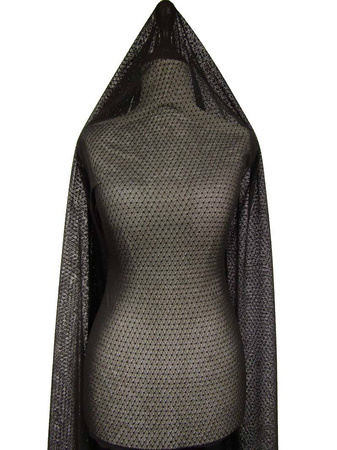 Tiul 150cm miękki ROMB z kropką czarny