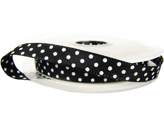 Wstążka 10mm ryps dwustronna KROPECZKA czarna