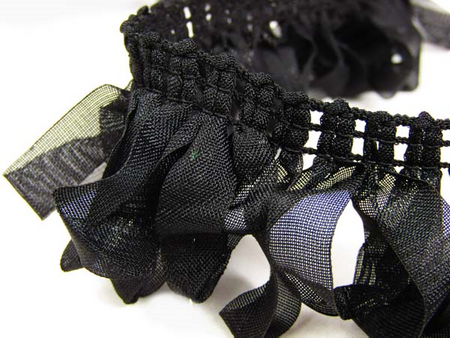 Taśma 4cm FRĘDZEL elastyczna muślin czarna