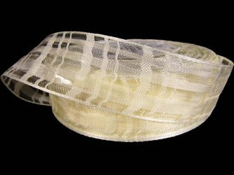 Wstążka 30mm organtyna KRATKA ecru