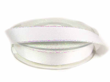 Wstążka 15mm atłas REXOR OPAL biała