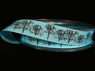 Wstążka 15mm tafta TREES turkus