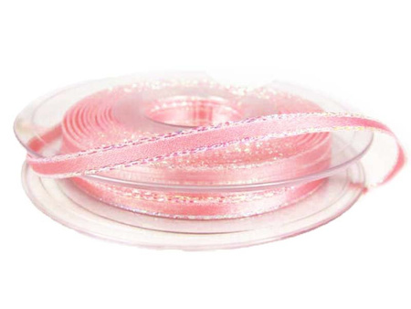 Wstążka 5mm atłas REXOR OPAL róż