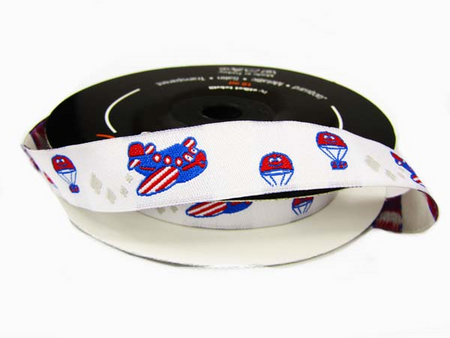 Taśma 16mm żakard SAMOLOT chabrowa