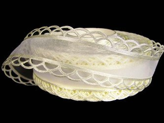 Wstążka 25mm organtyna KORONKA ecru