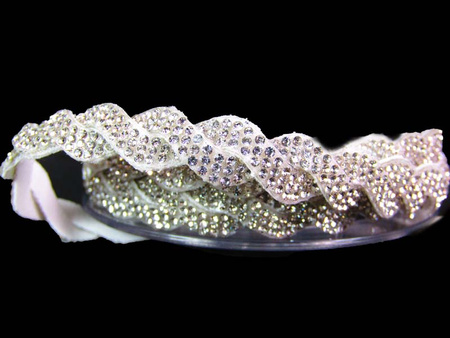 Taśma 10mm warkocz cyrkonia srebrna