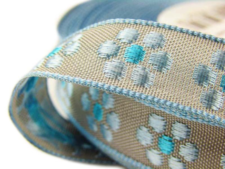 Taśma 15mm żakard STOKROTKA popiel