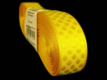 Taśma 15mm żakard KROPKA żółta