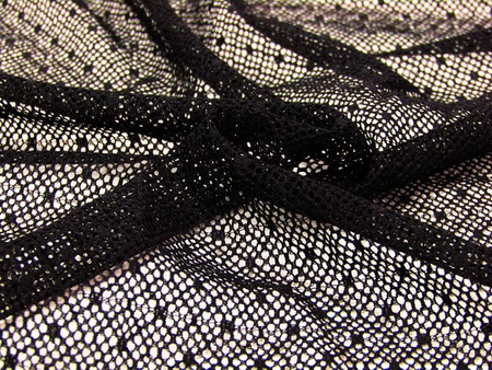 Tiul elastyczny kropka czarny 150cm