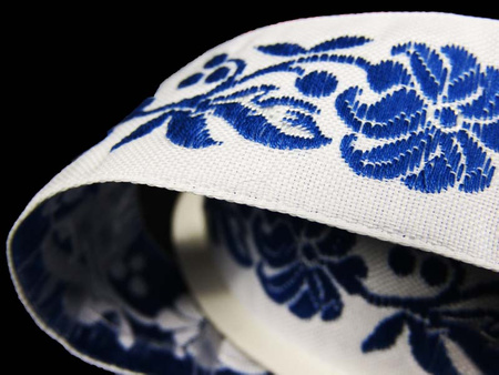 Taśma 25mm żakard KWIAT chabrowa