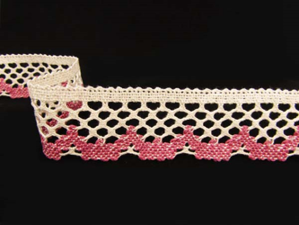 Koronka 4,7cm bawełniana naturalno-różowa