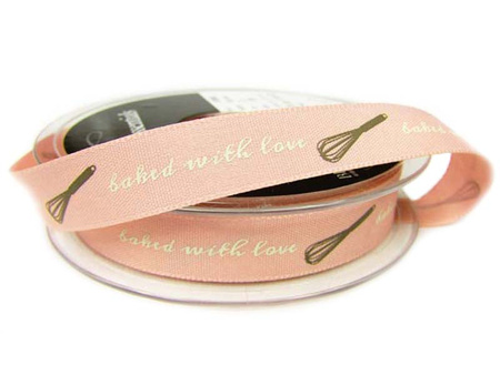 Wstążka 15mm tafta BAKED WITH LOVE róż