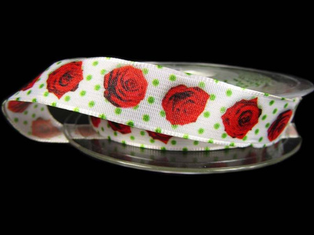 Wstążka 16mm tafta RÓŻA biała