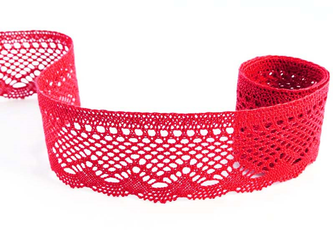 Koronka 5,5cm bawełniana czerwona malina