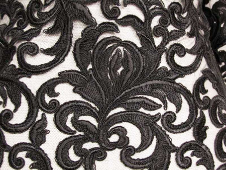 Koronka 135cm tiulowa haft czarna