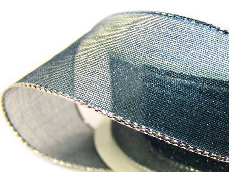 Wstążka 25mm organtyna BROKAT morska