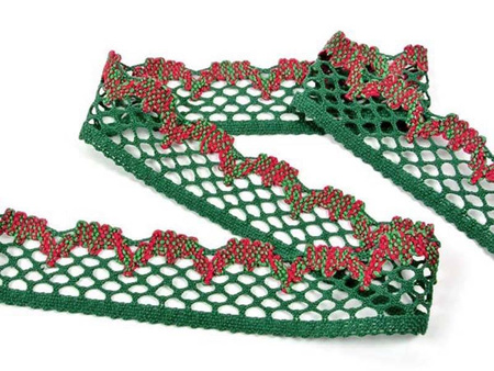 Koronka 4,7cm bawełniana ciemnozielono-czerwona