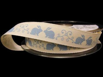 Wstążka 15mm tafta LITTLE RABBIT błękitna