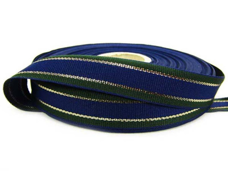 Taśma 15mm ryps LAMPAS granatowo_zielona