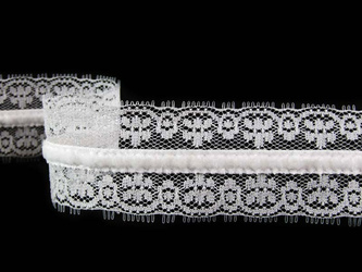 Wstawka 3,5cm stabilna z aksamitką  biała