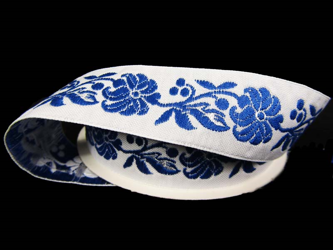 Taśma 25mm żakard KWIAT chabrowa