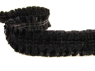 Taśma 5cm plisa koronka & tafta czarna