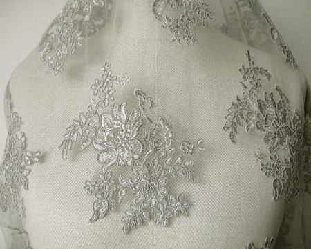 Koronka 140cm tiulowa haft koder popiel