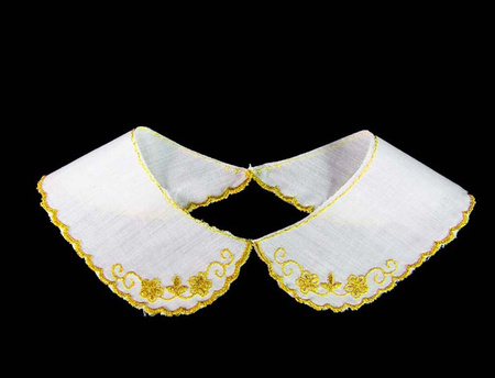 Kołnierzyk młodzieżowy haft bawełna biało-złoty